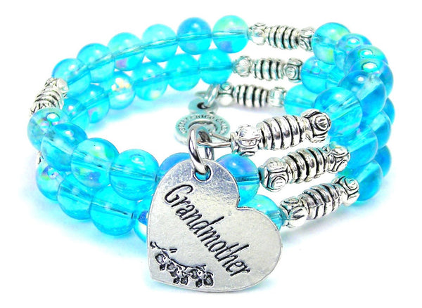 Grandmother Heart Sea Siren Ocean Glass Wrap Bracelet