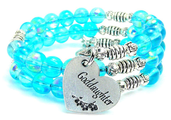 Goddaughter Heart Sea Siren Ocean Glass Wrap Bracelet