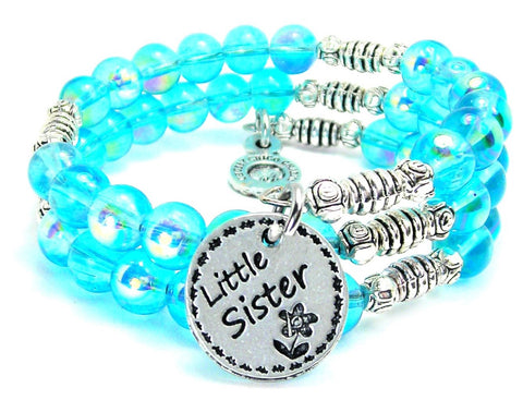 Little Sister Sea Siren Ocean Glass Wrap Bracelet