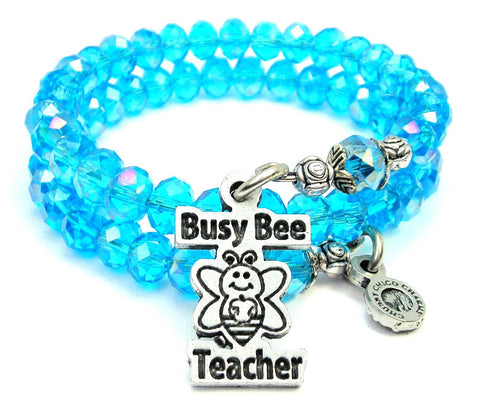 Busy Bee Teacher Sea Siren Ocean Glass Wrap Bracelet
