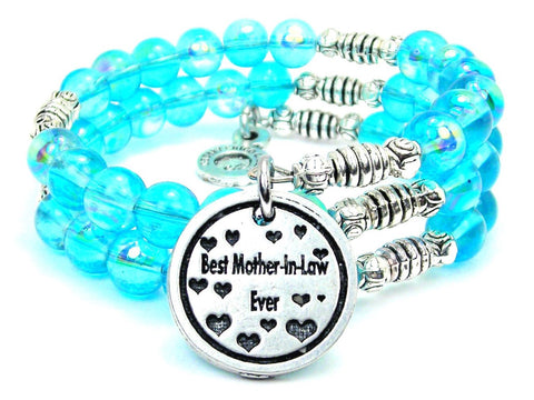 Best Mother In Law Ever Sea Siren Ocean Glass Wrap Bracelet