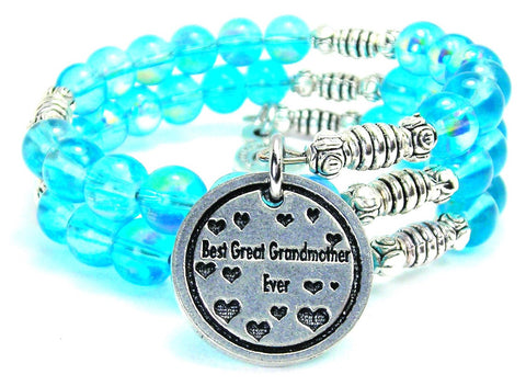 Best Great Grandmother Ever Sea Siren Ocean Glass Wrap Bracelet