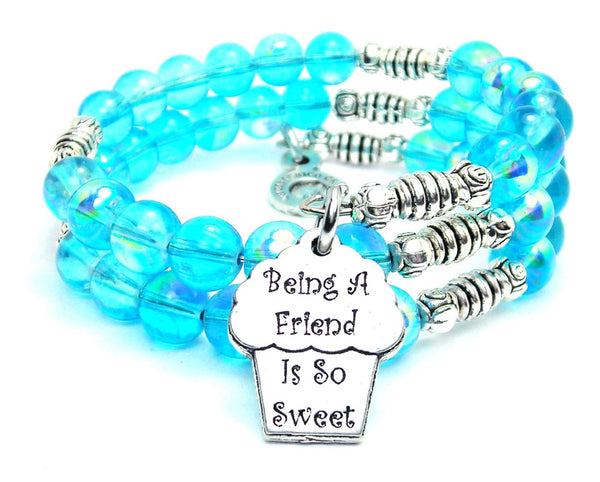 Being A Friend Is So Sweet Sea Siren Ocean Glass Wrap Bracelet