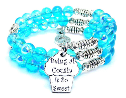 Being A Cousin Is So Sweet Sea Siren Ocean Glass Wrap Bracelet