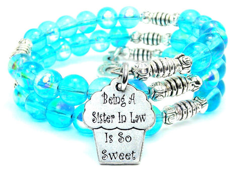 Being A Sister In Law Is So Sweet Sea Siren Ocean Glass Wrap Bracelet