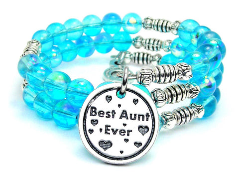 Best Aunt Ever Sea Siren Ocean Glass Wrap Bracelet