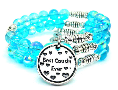 Best Cousin Ever Sea Siren Ocean Glass Wrap Bracelet