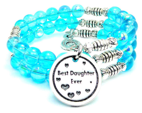 Best Daughter Ever Sea Siren Ocean Glass Wrap Bracelet