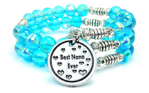 Best Nana Ever Sea Siren Ocean Glass Wrap Bracelet