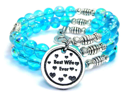 Best Wife Ever Sea Siren Ocean Glass Wrap Bracelet