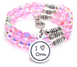 I Love Oma Child Handwriting Sea Siren Ocean Glass Wrap Bracelet
