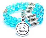 I Love Nonna Child Handwriting Sea Siren Ocean Glass Wrap Bracelet