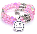 I Love Nonna Child Handwriting Sea Siren Ocean Glass Wrap Bracelet