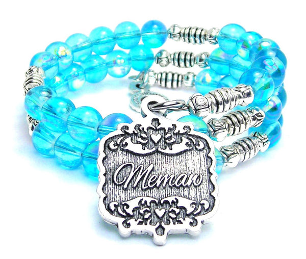 Memaw Victorian Scroll Sea Siren Ocean Glass Wrap Bracelet