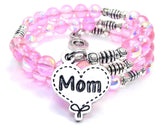 Mom Quilted Heart Sea Siren Ocean Glass Wrap Bracelet