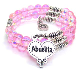 Abuelita Quilted Heart Sea Siren Ocean Glass Wrap Bracelet