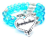 Grandmother Quilted Heart Sea Siren Ocean Glass Wrap Bracelet