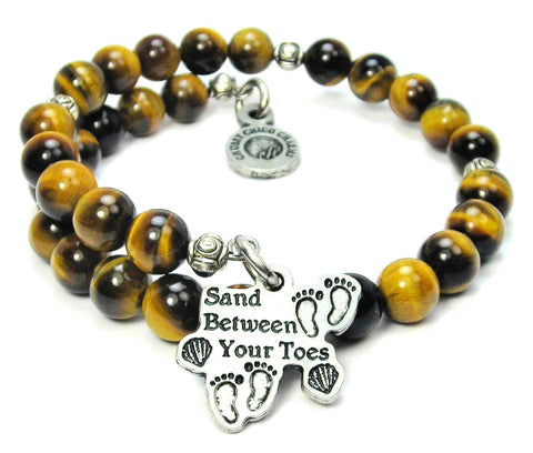 Sand Between Your Toes Tiger's Eye Glass Beaded Wrap Bracelet
