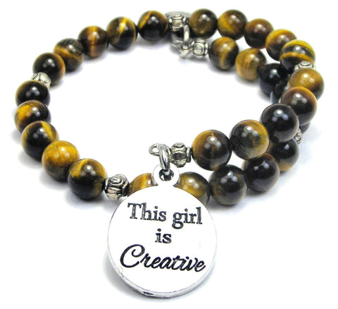 This Girl Is Creative Tiger's Eye Glass Beaded Wrap Bracelet