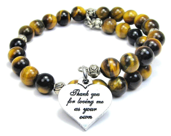 Thank You For Loving Me As Your Own Tiger's Eye Glass Beaded Wrap Bracelet