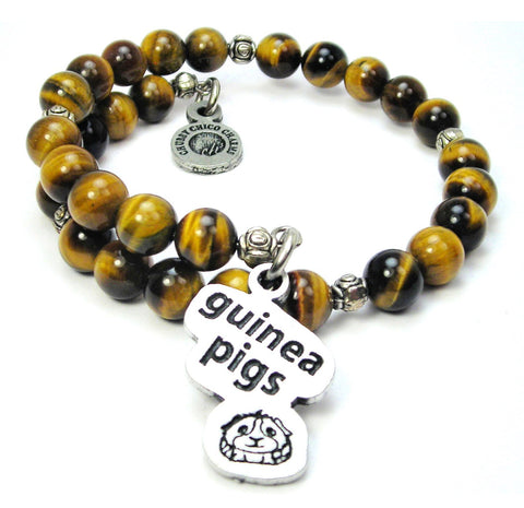Guinea Pigs Tiger's Eye Glass Beaded Wrap Bracelet