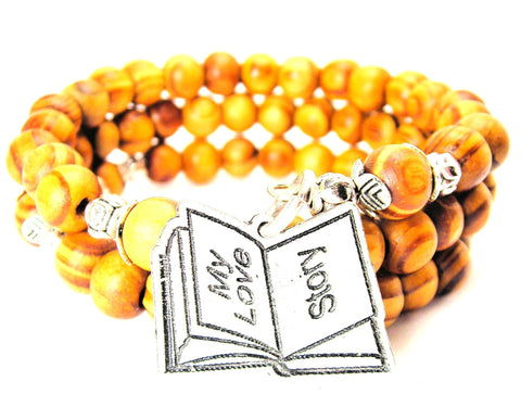 My Love Story Natural Wood Wrap Bracelet