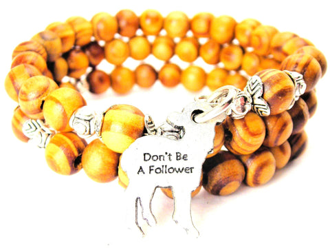 Don't Be A Follower Natural Wood Wrap Bracelet