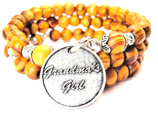 Grandmas Girl Natural Wood Wrap Bracelet