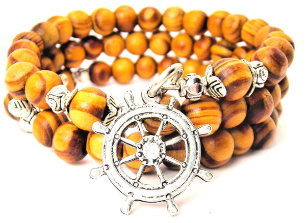 Helm-Ship Steering Wheel Natural Wood Wrap Bracelet