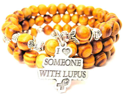 I Love Someone With Lupus Natural Wood Wrap Bracelet