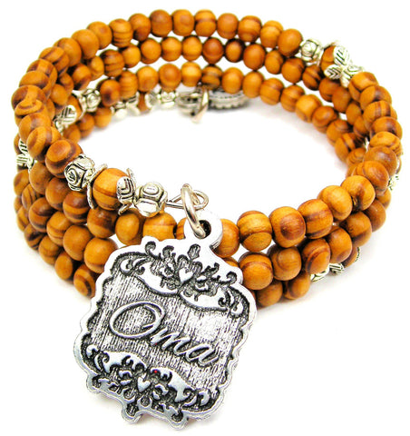 Oma Victorian Scroll Natural Wood Wrap Bracelet