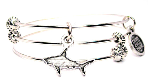 Sharks Mascot Triple Style Expandable Bangle Bracelet