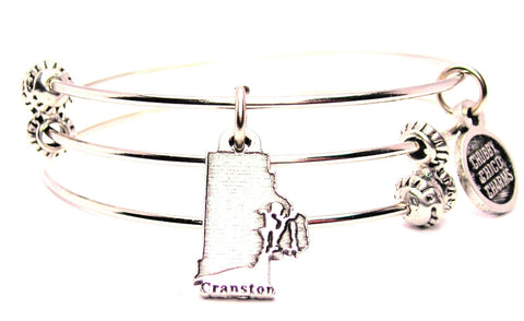 Cranston Rhode Island Triple Style Expandable Bangle Bracelet