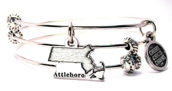 Attleboro Massachusetts Triple Style Expandable Bangle Bracelet