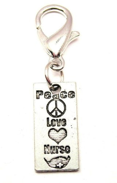 Peace Love Nurse Zipper Pull