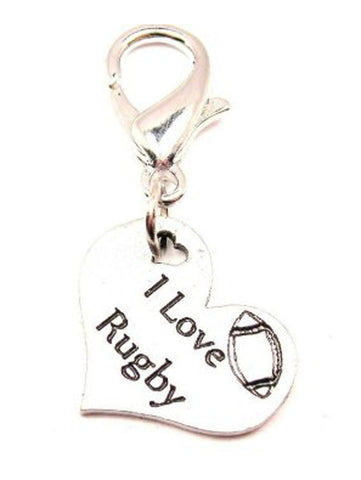 I Love Rugby Heart Zipper Pull