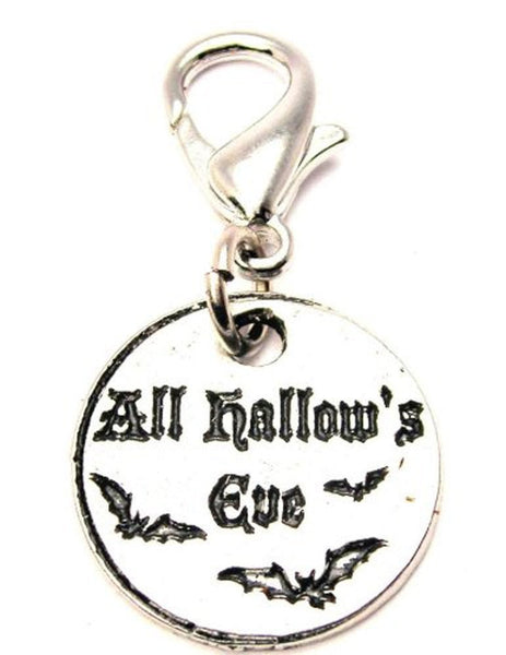 All Hallows Eve Circle With Bats Zipper Pull