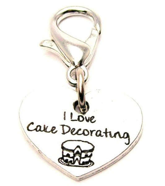 I Love Cake Decorating Heart Zipper Pull