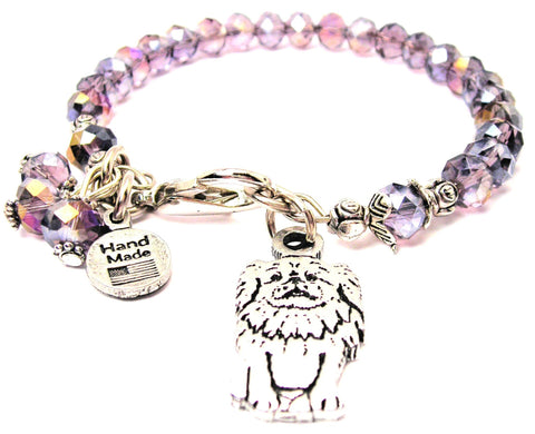 Sitting Pomeranian Splash Of Color Crystal Bracelet