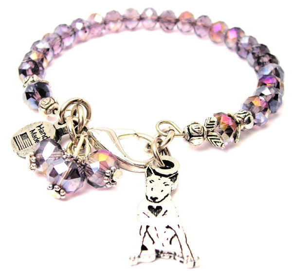 Sitting Bull Terrier With Heart Splash Of Color Crystal Bracelet