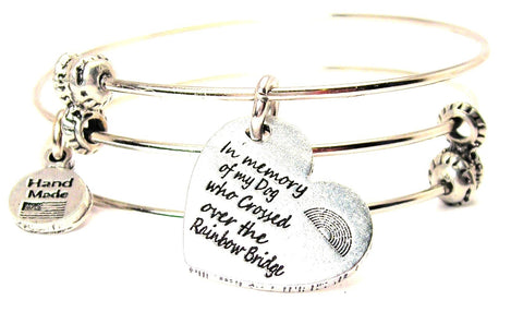 In Memory Of My Dog Who Crossed Over The Rainbow Bridge Triple Style Expandable Bangle Bracelet