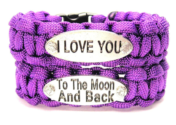 2 Piece Set I Love You To The Moon And Back 550 Military Spec Paracord Bracelet Sets - Paracord - Chubby Chico Charms