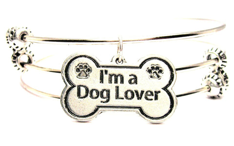 I'm A Dog Lover Triple Style Expandable Bangle Bracelet