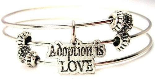 Adoption Is Love Triple Style Expandable Bangle Bracelet