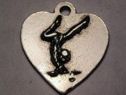 Gymnast Girl On Heart Genuine American Pewter Charm