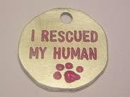I Rescued My Human With Pink Paw Prints Genuine American Pewter Charm