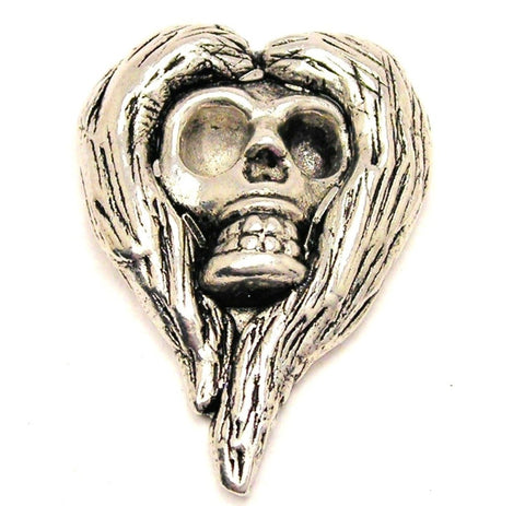 Female Skull Hair Style 3 Genuine American Pewter Charm