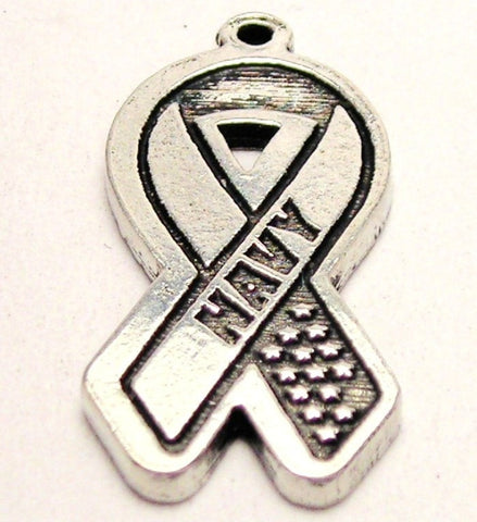 Navy Awareness Ribbon Genuine American Pewter Charm