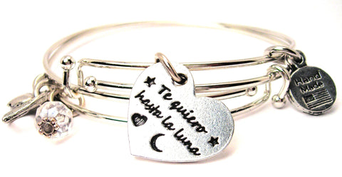 Spanish language jewelry, love jewelry, I love you to the moon and back bracelet