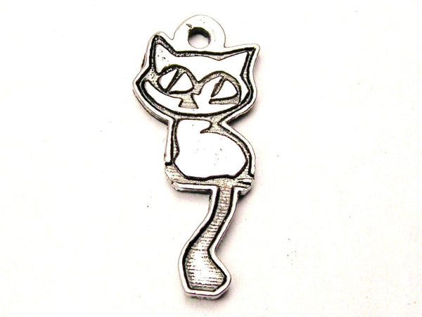 Big Eyed Cat Genuine American Pewter Charm